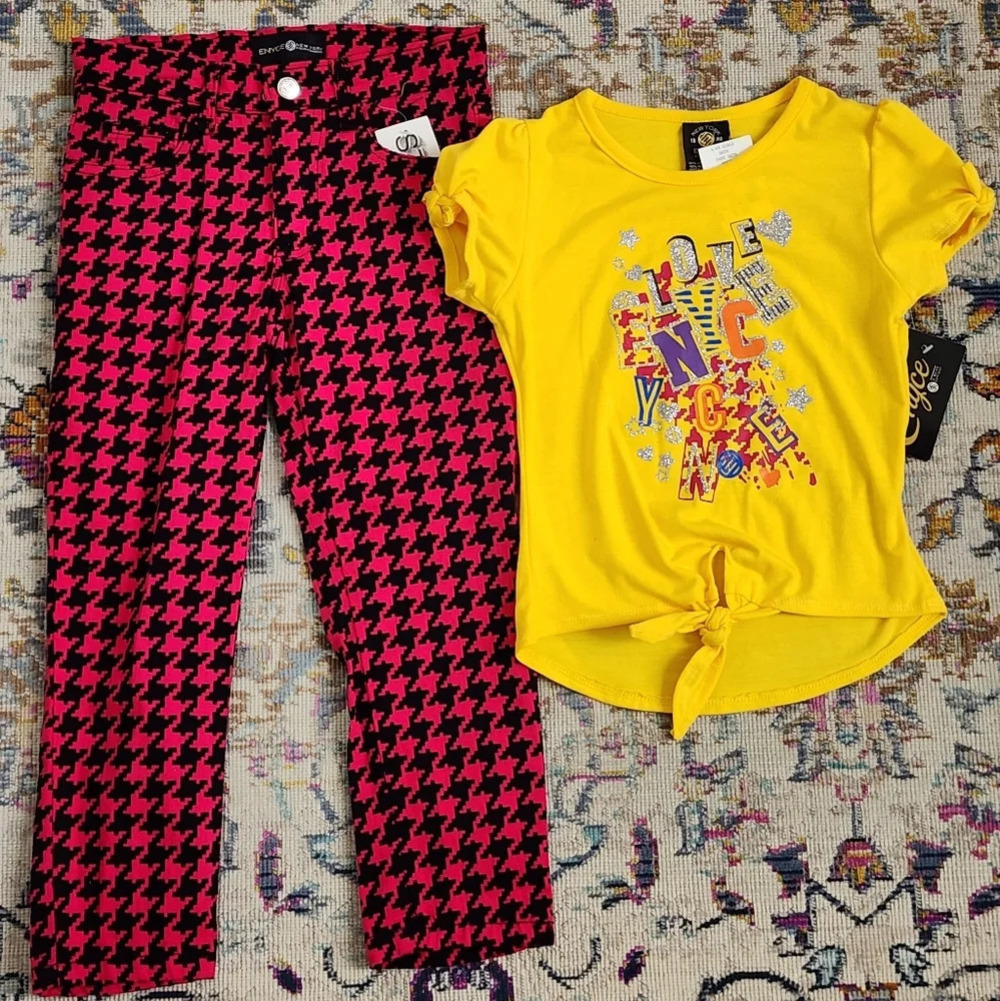 New York Enyce Girls Graphic Tee Plaid Pants Set Size 4 NWT